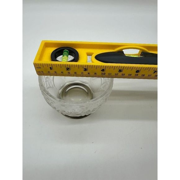 PM Italy Glass Bowl W/ Metal Pedestal & Frosted Glass Carved Bowl 9.25 VTG Rare - Picture 5 of 8